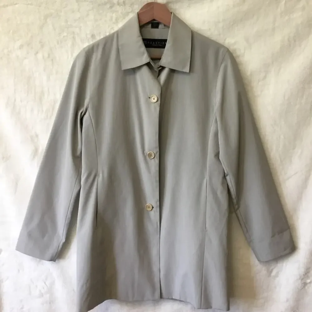 Kenneth Cole Reaction Light Gray Classic Rain Coat - Picture 2 of 14